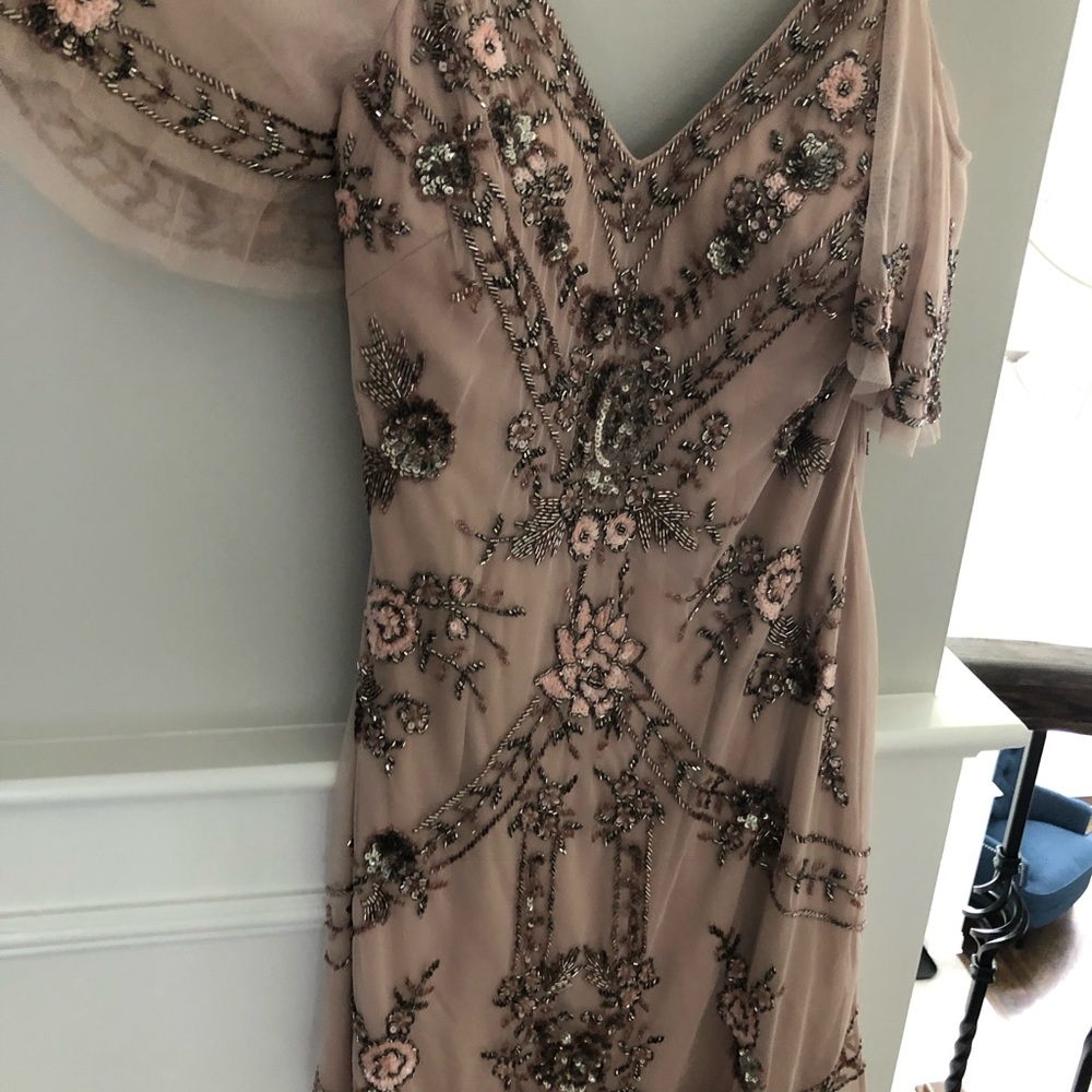 Mini dress up to knee. Beautiful beading work